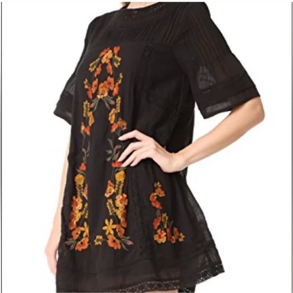 Free People Dress Womens Medium Black Perfectly Victorian Boho Whimsical Girly - Picture 2 of 10